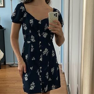 Puff Sleeve Button-Up Dress, Size XS